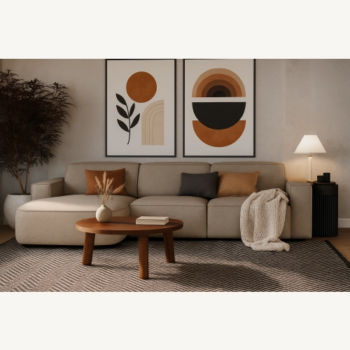 Olio Selezione Sofa w kształcie litery L Tkanina Raven 30